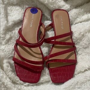 Marc Fisher Crimson Croc-Embossed Sandals